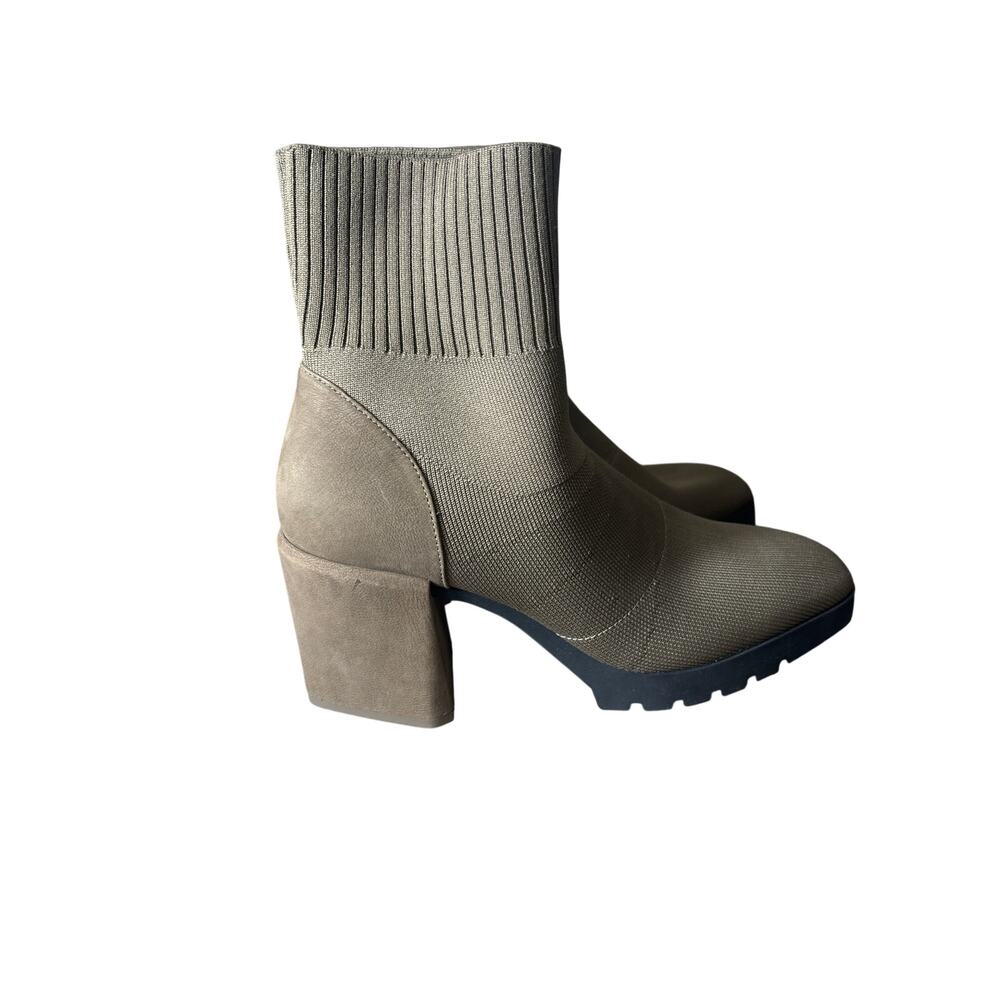 Eileen Fisher Brown Fabric Pull On Ankle Bootie Sz 10